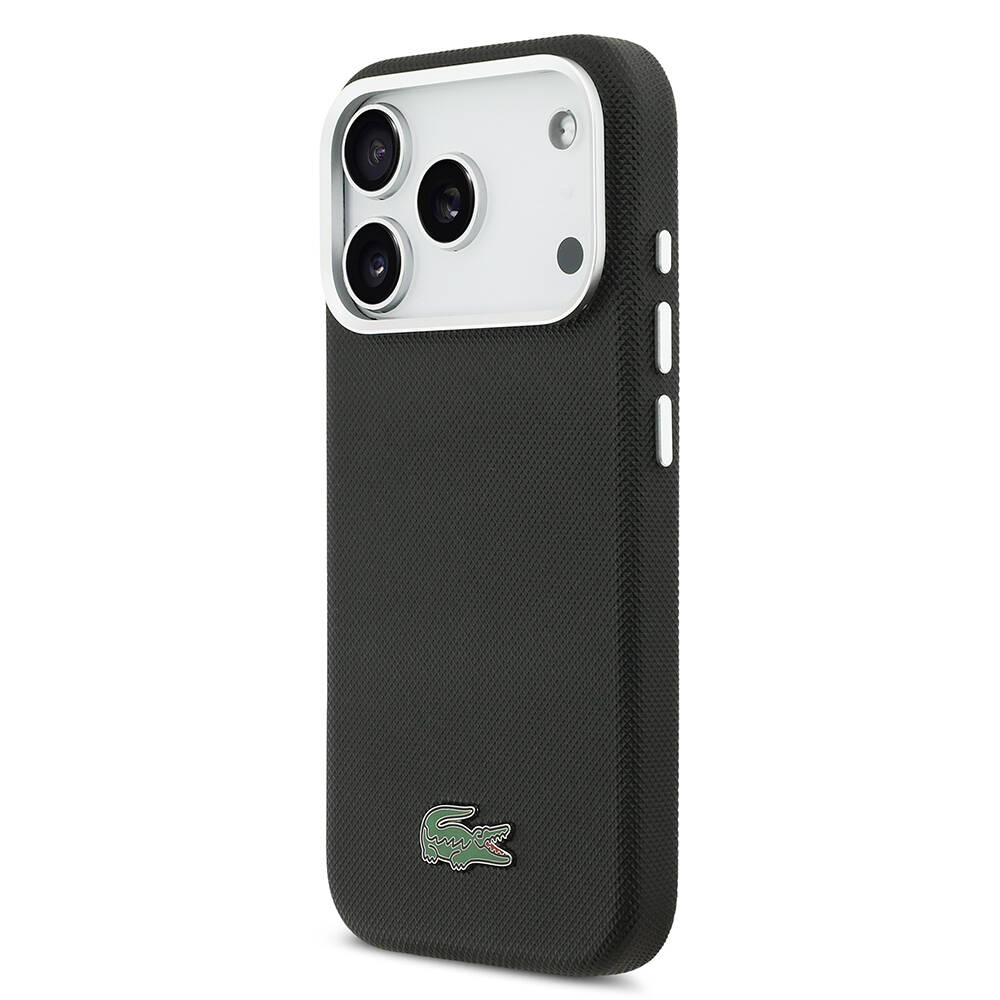 Apple iPhone 17 Pro Max Kılıf Lacoste Orjinal Lisanslı M-Safe Şarj Özellikli PVC Pike Desenli Arka Yüzey İkonik Timsah Dokuma Logolu Kapak - 18