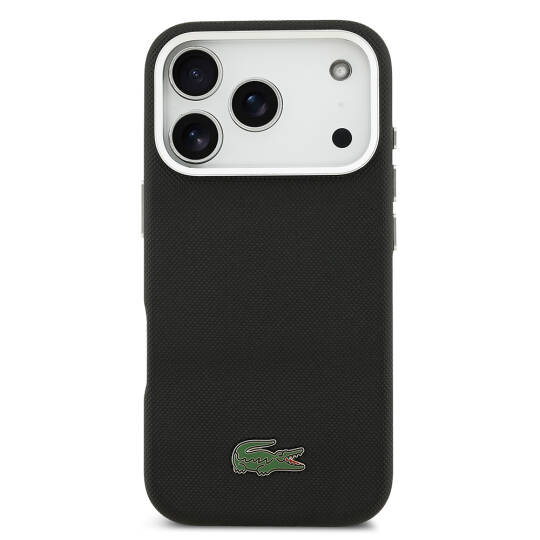 Apple iPhone 17 Pro Max Kılıf Lacoste Orjinal Lisanslı M-Safe Şarj Özellikli PVC Pike Desenli Arka Yüzey İkonik Timsah Dokuma Logolu Kapak - 19