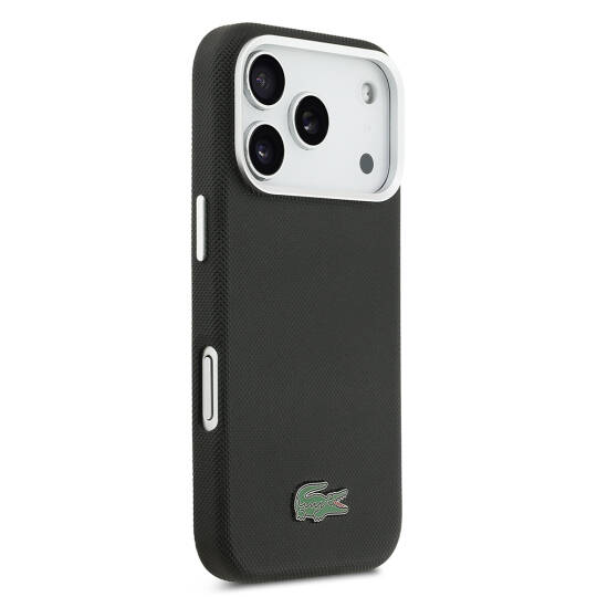 Apple iPhone 17 Pro Max Kılıf Lacoste Orjinal Lisanslı M-Safe Şarj Özellikli PVC Pike Desenli Arka Yüzey İkonik Timsah Dokuma Logolu Kapak - 20