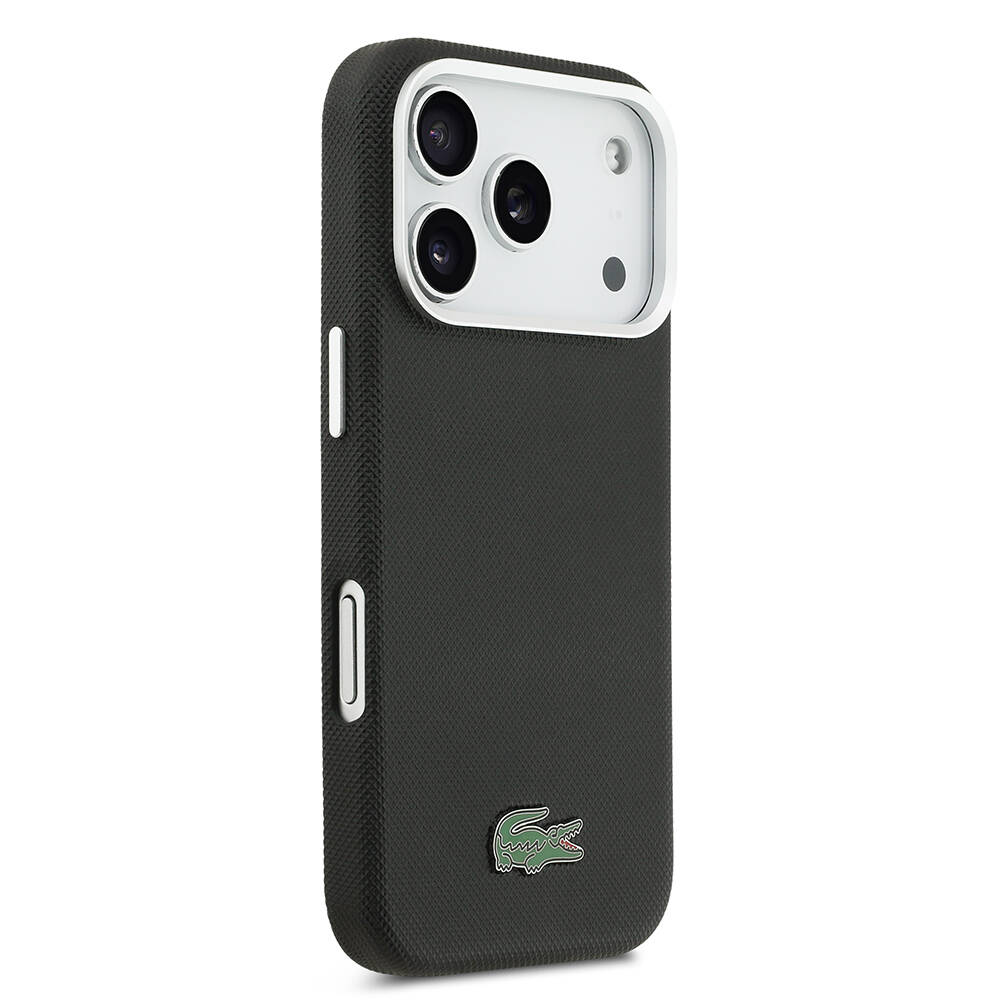Apple iPhone 17 Pro Max Kılıf Lacoste Orjinal Lisanslı M-Safe Şarj Özellikli PVC Pike Desenli Arka Yüzey İkonik Timsah Dokuma Logolu Kapak - 20
