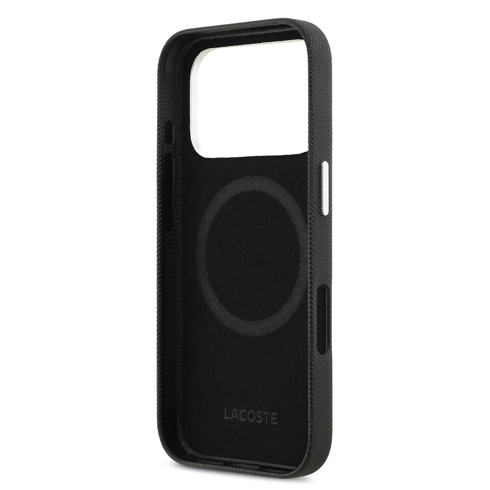 Apple iPhone 17 Pro Max Kılıf Lacoste Orjinal Lisanslı M-Safe Şarj Özellikli PVC Pike Desenli Arka Yüzey İkonik Timsah Dokuma Logolu Kapak - 23
