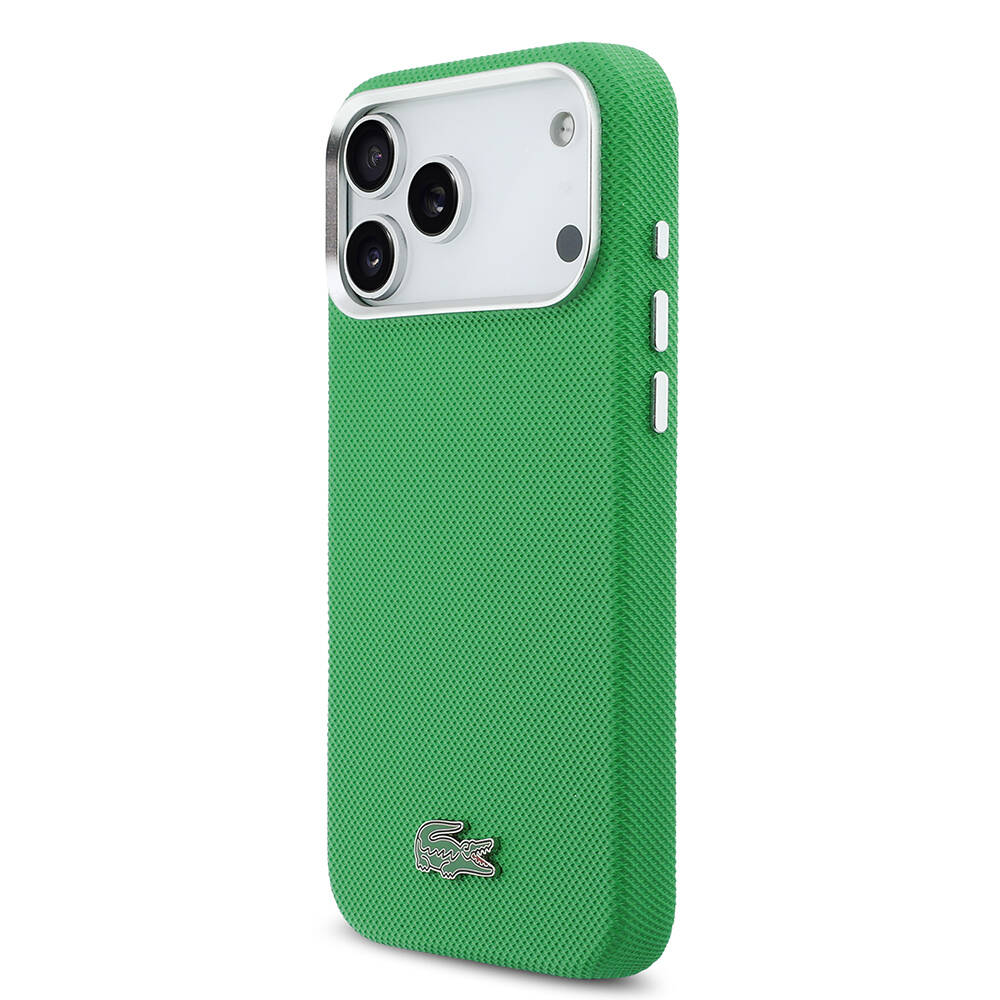 Apple iPhone 17 Pro Max Kılıf Lacoste Orjinal Lisanslı M-Safe Şarj Özellikli PVC Pike Desenli Arka Yüzey İkonik Timsah Dokuma Logolu Kapak - 10