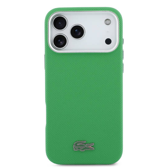 Apple iPhone 17 Pro Max Kılıf Lacoste Orjinal Lisanslı M-Safe Şarj Özellikli PVC Pike Desenli Arka Yüzey İkonik Timsah Dokuma Logolu Kapak - 11