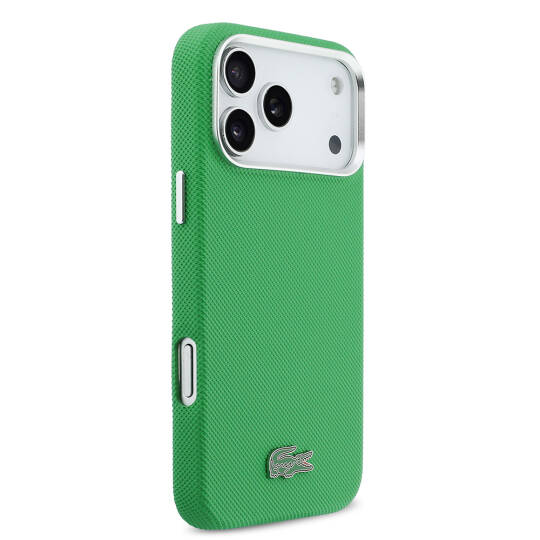 Apple iPhone 17 Pro Max Kılıf Lacoste Orjinal Lisanslı M-Safe Şarj Özellikli PVC Pike Desenli Arka Yüzey İkonik Timsah Dokuma Logolu Kapak - 12