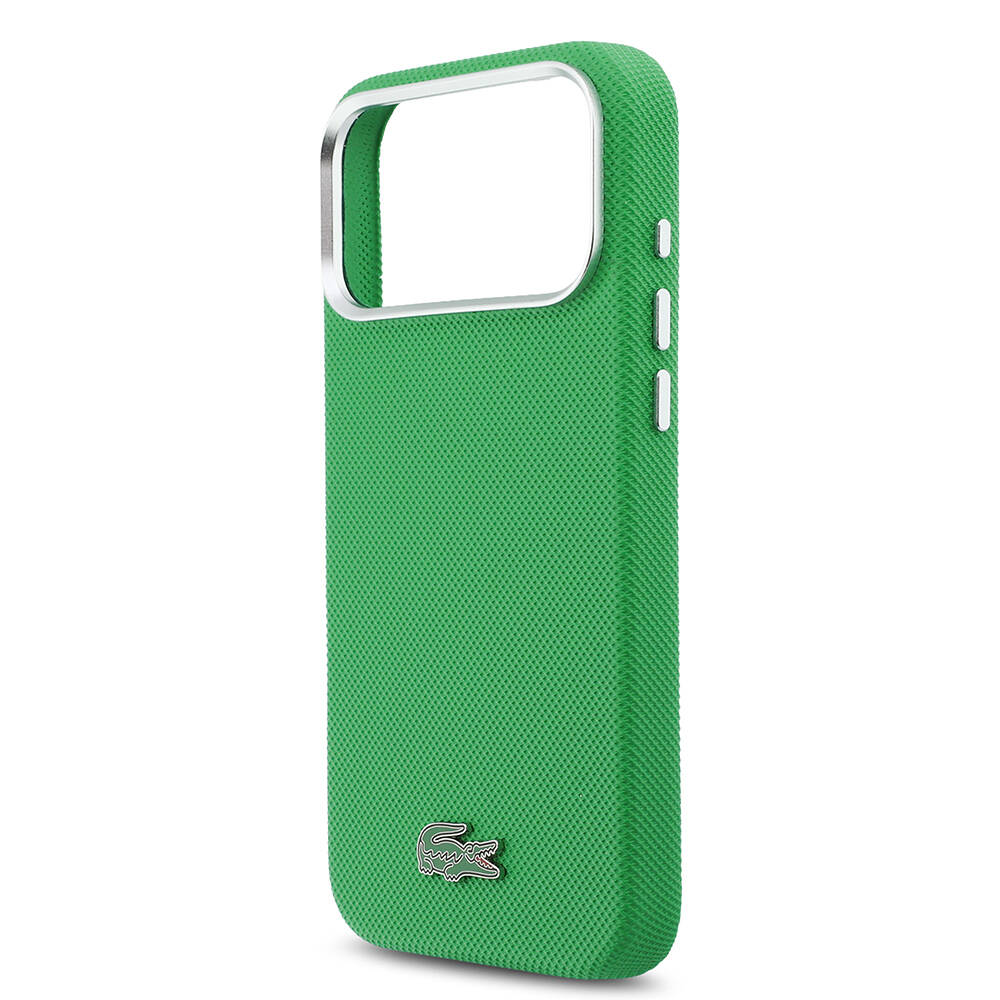 Apple iPhone 17 Pro Max Kılıf Lacoste Orjinal Lisanslı M-Safe Şarj Özellikli PVC Pike Desenli Arka Yüzey İkonik Timsah Dokuma Logolu Kapak - 14