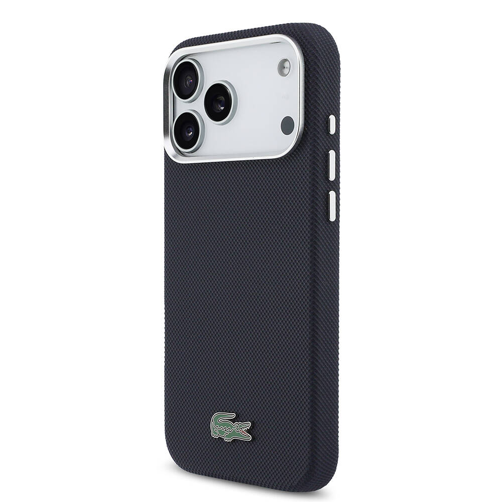 Apple iPhone 17 Pro Max Kılıf Lacoste Orjinal Lisanslı M-Safe Şarj Özellikli PVC Pike Desenli Arka Yüzey İkonik Timsah Dokuma Logolu Kapak - 2