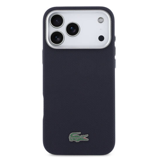 Apple iPhone 17 Pro Max Kılıf Lacoste Orjinal Lisanslı M-Safe Şarj Özellikli PVC Pike Desenli Arka Yüzey İkonik Timsah Dokuma Logolu Kapak - 3