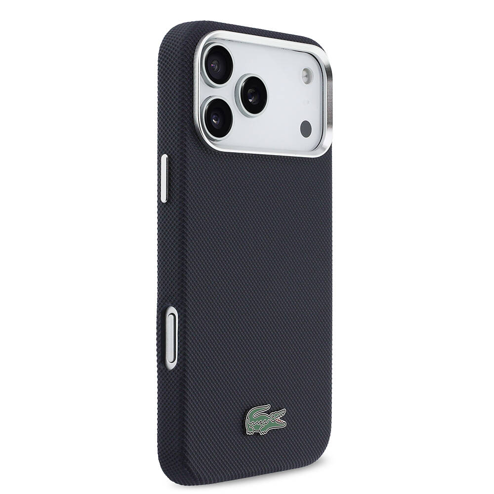 Apple iPhone 17 Pro Max Kılıf Lacoste Orjinal Lisanslı M-Safe Şarj Özellikli PVC Pike Desenli Arka Yüzey İkonik Timsah Dokuma Logolu Kapak - 4