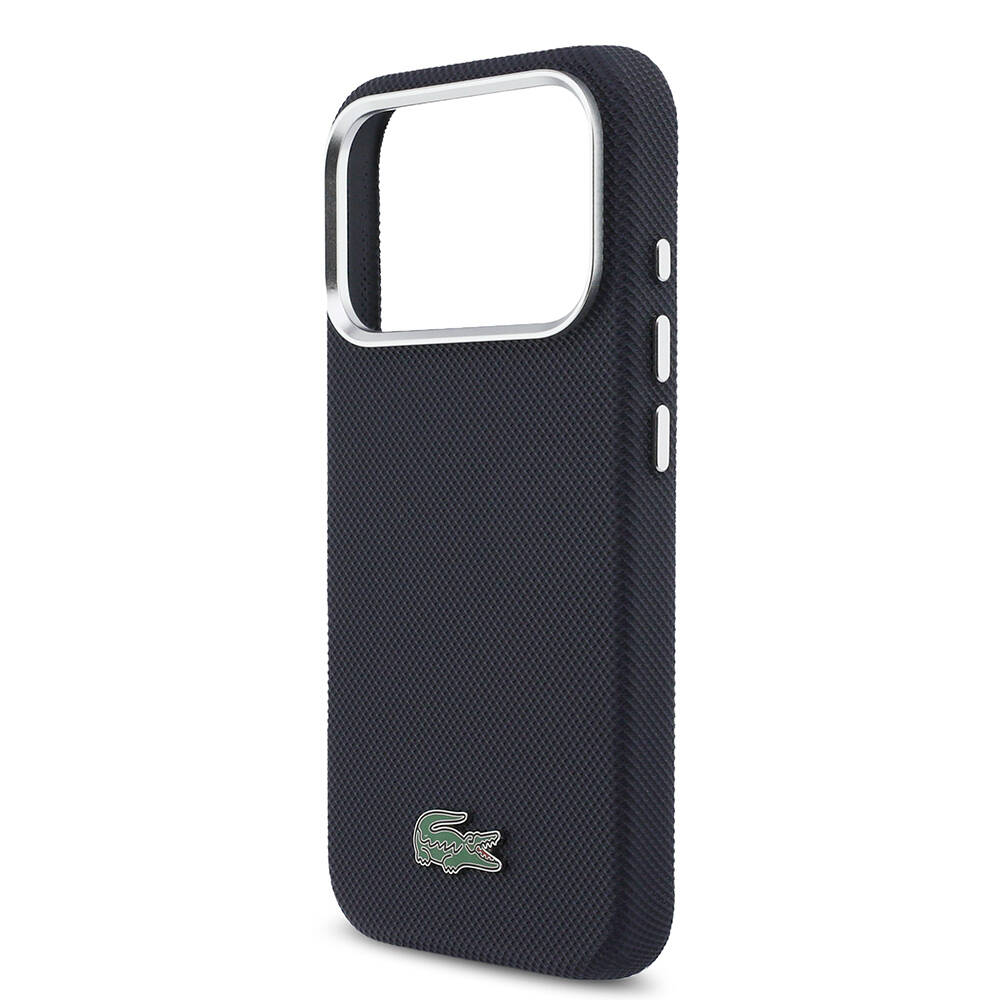 Apple iPhone 17 Pro Max Kılıf Lacoste Orjinal Lisanslı M-Safe Şarj Özellikli PVC Pike Desenli Arka Yüzey İkonik Timsah Dokuma Logolu Kapak - 6