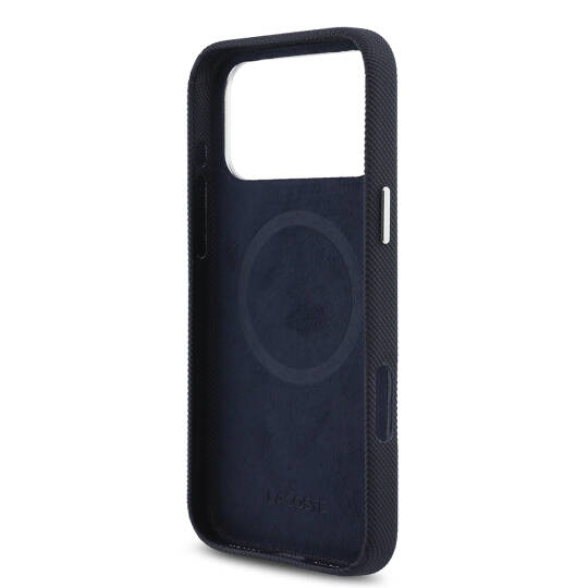 Apple iPhone 17 Pro Max Kılıf Lacoste Orjinal Lisanslı M-Safe Şarj Özellikli PVC Pike Desenli Arka Yüzey İkonik Timsah Dokuma Logolu Kapak - 7