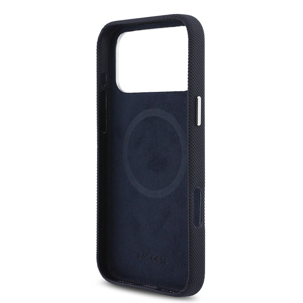 Apple iPhone 17 Pro Max Kılıf Lacoste Orjinal Lisanslı M-Safe Şarj Özellikli PVC Pike Desenli Arka Yüzey İkonik Timsah Dokuma Logolu Kapak - 7