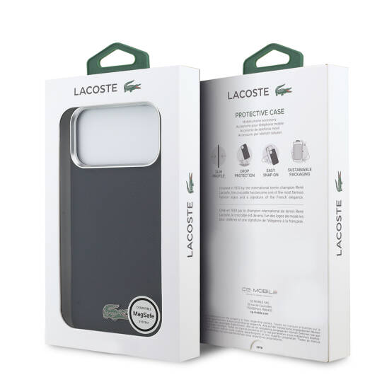 Apple iPhone 17 Pro Max Kılıf Lacoste Orjinal Lisanslı M-Safe Şarj Özellikli PVC Pike Desenli Arka Yüzey İkonik Timsah Dokuma Logolu Kapak - 8