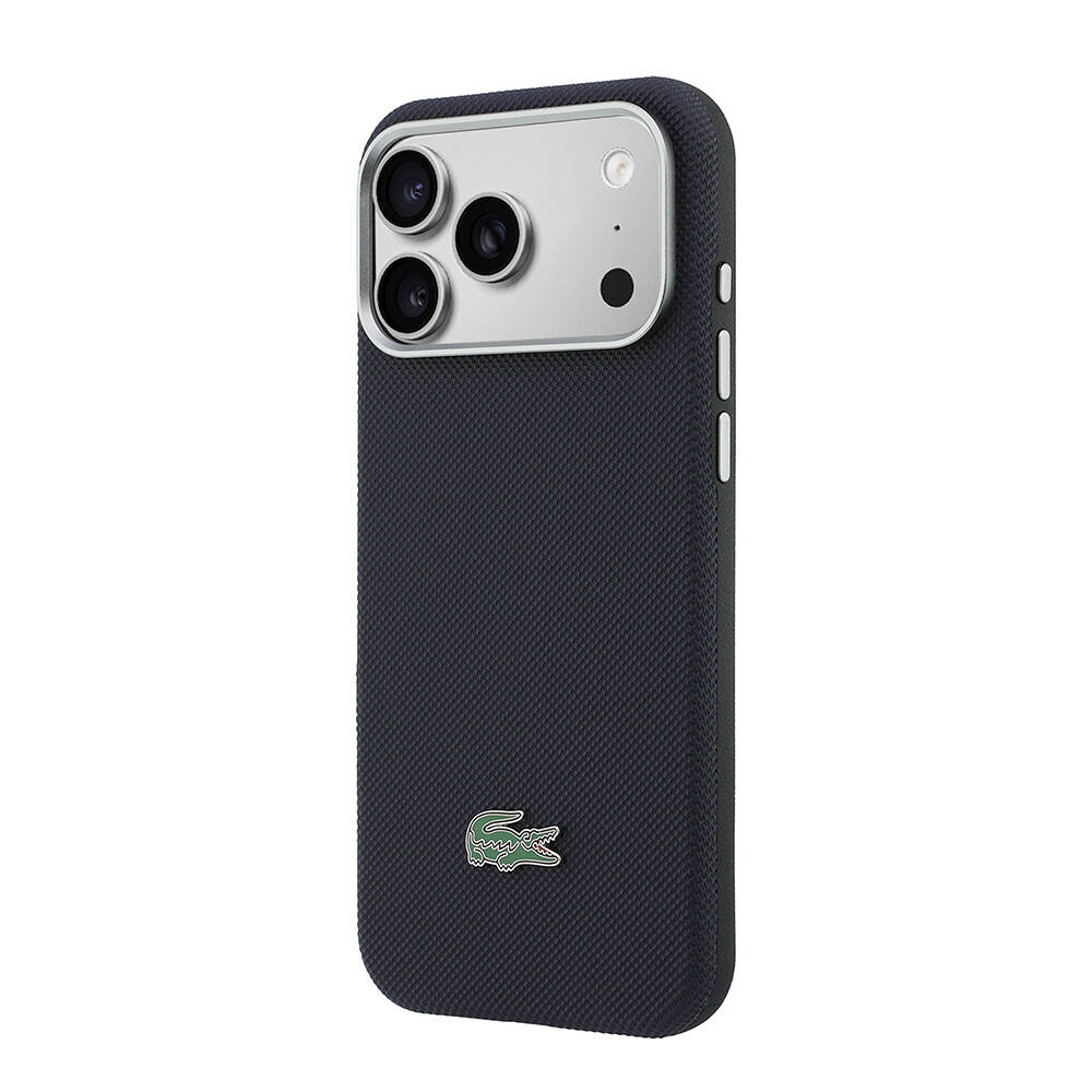 Apple iPhone 17 Pro Max Kılıf Lacoste Orjinal Lisanslı M-Safe Şarj Özellikli PVC Yarı Pike Desenli Arka Yüzey İkonik Timsah Dokuma Logolu Kapak - 10