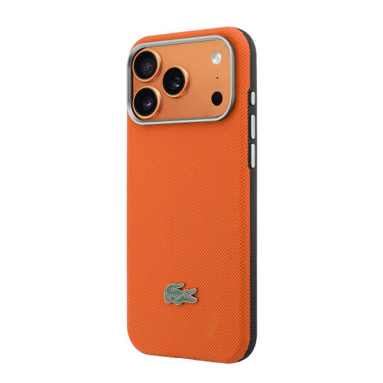 Apple iPhone 17 Pro Max Kılıf Lacoste Orjinal Lisanslı M-Safe Şarj Özellikli PVC Yarı Pike Desenli Arka Yüzey İkonik Timsah Dokuma Logolu Kapak - 2