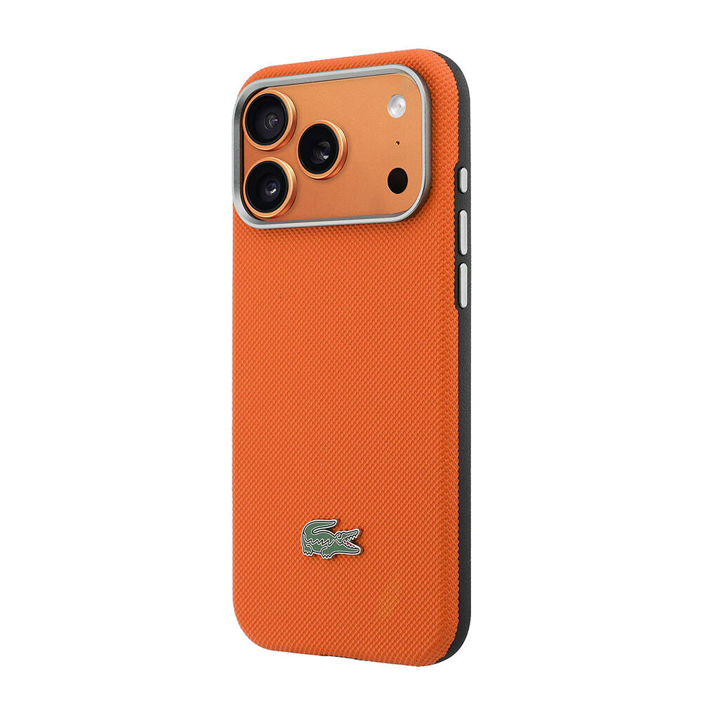 Apple iPhone 17 Pro Max Kılıf Lacoste Orjinal Lisanslı M-Safe Şarj Özellikli PVC Yarı Pike Desenli Arka Yüzey İkonik Timsah Dokuma Logolu Kapak - 2