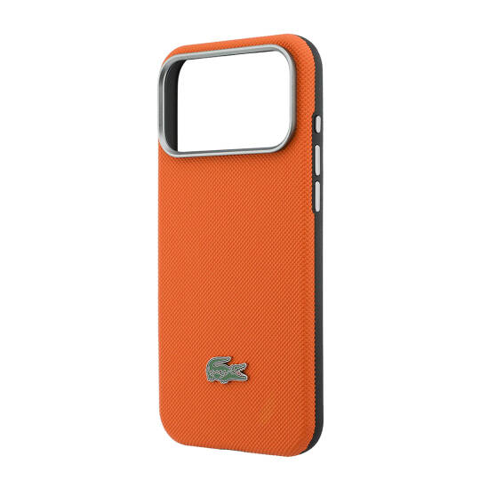 Apple iPhone 17 Pro Max Kılıf Lacoste Orjinal Lisanslı M-Safe Şarj Özellikli PVC Yarı Pike Desenli Arka Yüzey İkonik Timsah Dokuma Logolu Kapak - 6