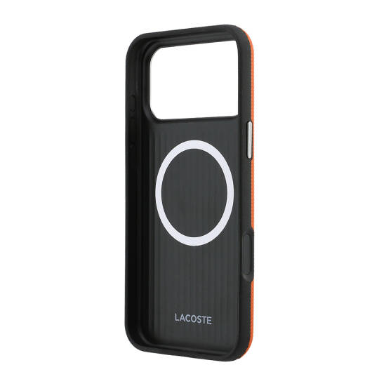 Apple iPhone 17 Pro Max Kılıf Lacoste Orjinal Lisanslı M-Safe Şarj Özellikli PVC Yarı Pike Desenli Arka Yüzey İkonik Timsah Dokuma Logolu Kapak - 7