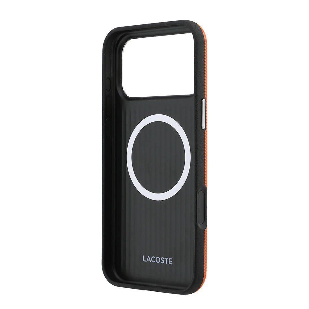 Apple iPhone 17 Pro Max Kılıf Lacoste Orjinal Lisanslı M-Safe Şarj Özellikli PVC Yarı Pike Desenli Arka Yüzey İkonik Timsah Dokuma Logolu Kapak - 7