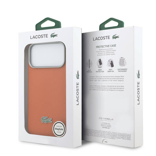Apple iPhone 17 Pro Max Kılıf Lacoste Orjinal Lisanslı M-Safe Şarj Özellikli PVC Yarı Pike Desenli Arka Yüzey İkonik Timsah Dokuma Logolu Kapak - 8
