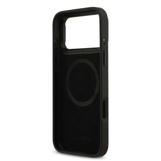 Apple iPhone 17 Pro Max Kılıf Lacoste Orjinal Lisanslı M-safe Şarj Özellikli Standlı PU Deri Karışık Monogram Desenli Kapak - 16