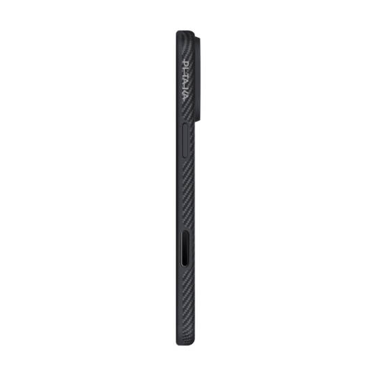 Apple iPhone 17 Pro Max Kılıf M-safe Şarj Özellikli 1500D Aramid Karbon Fiber Pitaka Military-Grade Classic Serisi Black-Grey Twill Kapak - 4