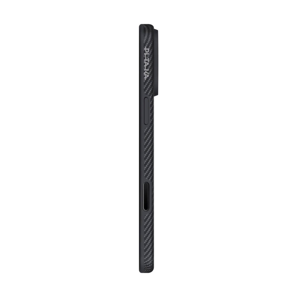 Apple iPhone 17 Pro Max Kılıf M-safe Şarj Özellikli 1500D Aramid Karbon Fiber Pitaka Military-Grade Classic Serisi Black-Grey Twill Kapak - 4
