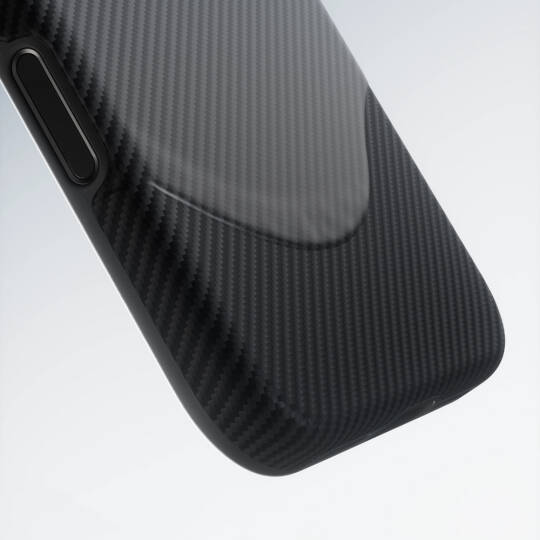 Apple iPhone 17 Pro Max Kılıf M-safe Şarj Özellikli 1500D Aramid Karbon Fiber Pitaka Military-Grade Classic Serisi Black-Grey Twill Kapak - 5