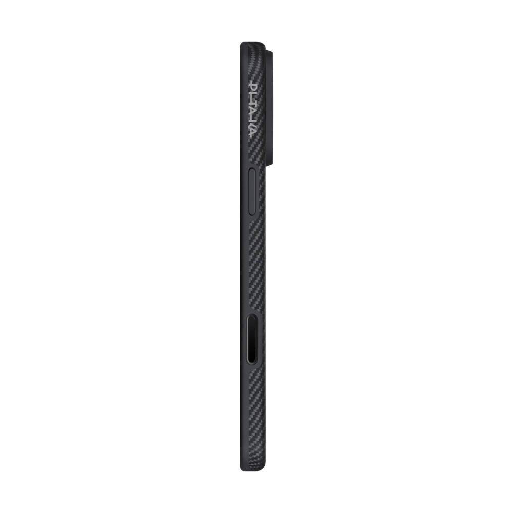 Apple iPhone 17 Pro Max Kılıf M-safe Şarj Özellikli 1500D Aramid Karbon Fiber Pitaka Military-Grade Classic Serisi Black-Grey Twill Kapak - 6
