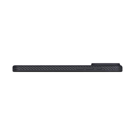 Apple iPhone 17 Pro Max Kılıf M-safe Şarj Özellikli 1500D Aramid Karbon Fiber Pitaka Military-Grade Classic Serisi Black-Grey Twill Kapak - 8