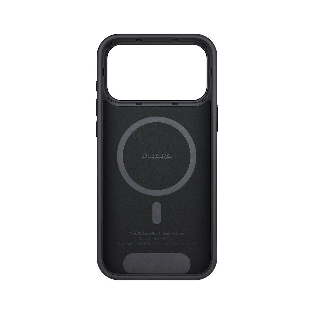 Apple iPhone 17 Pro Max Kılıf M-safe Şarj Özellikli 1500D Aramid Karbon Fiber Pitaka Military-Grade Classic Serisi Black-Grey Twill Kapak - 9