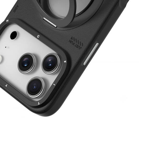 Apple iPhone 17 Pro Max Kılıf M-safe Şarj Özellikli 360 Derece Standlı Basit Mat Deri Desenli Youngkit Tech Leather Serisi Kapak - 11