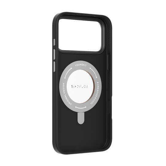 Apple iPhone 17 Pro Max Kılıf M-safe Şarj Özellikli 360 Derece Standlı Basit Mat Deri Desenli Youngkit Tech Leather Serisi Kapak - 12