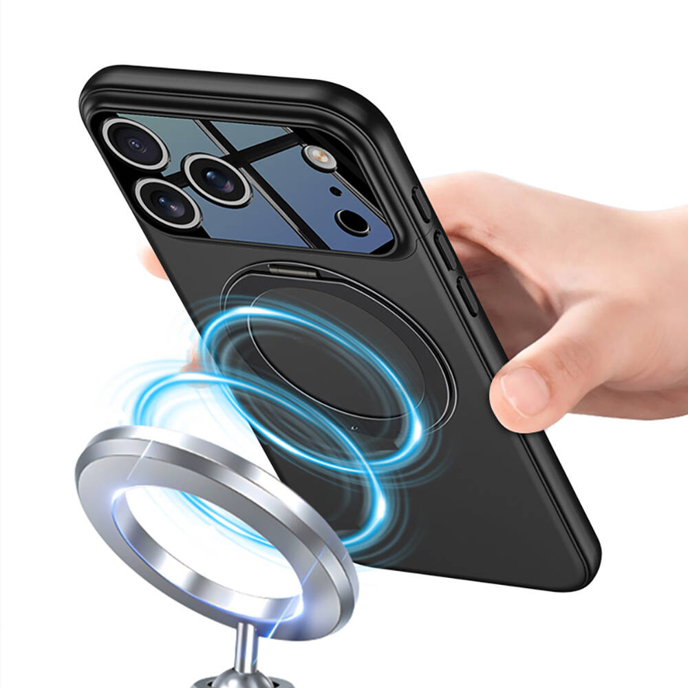 Apple iPhone 17 Pro Max Kılıf M-safe Şarj Özellikli 360 Derece Standlı Çift Parçalı Zore Torino Kapak - 7