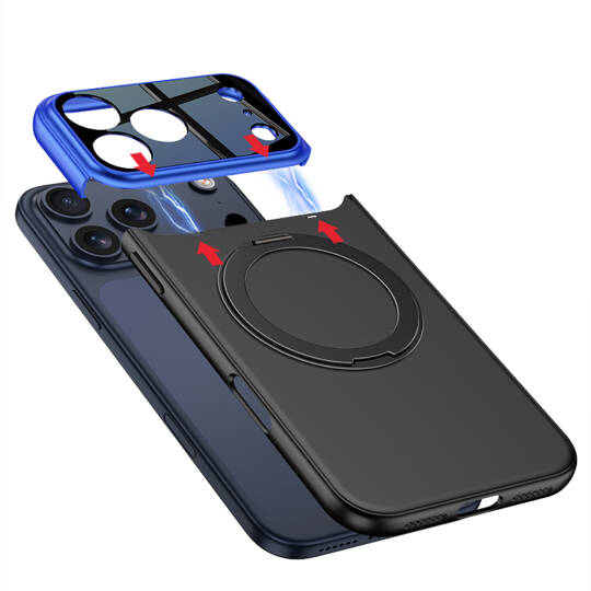 Apple iPhone 17 Pro Max Kılıf M-safe Şarj Özellikli 360 Derece Standlı Çift Parçalı Zore Torino Kapak - 8