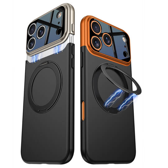 Apple iPhone 17 Pro Max Kılıf M-safe Şarj Özellikli 360 Derece Standlı Çift Parçalı Zore Torino Kapak - 10