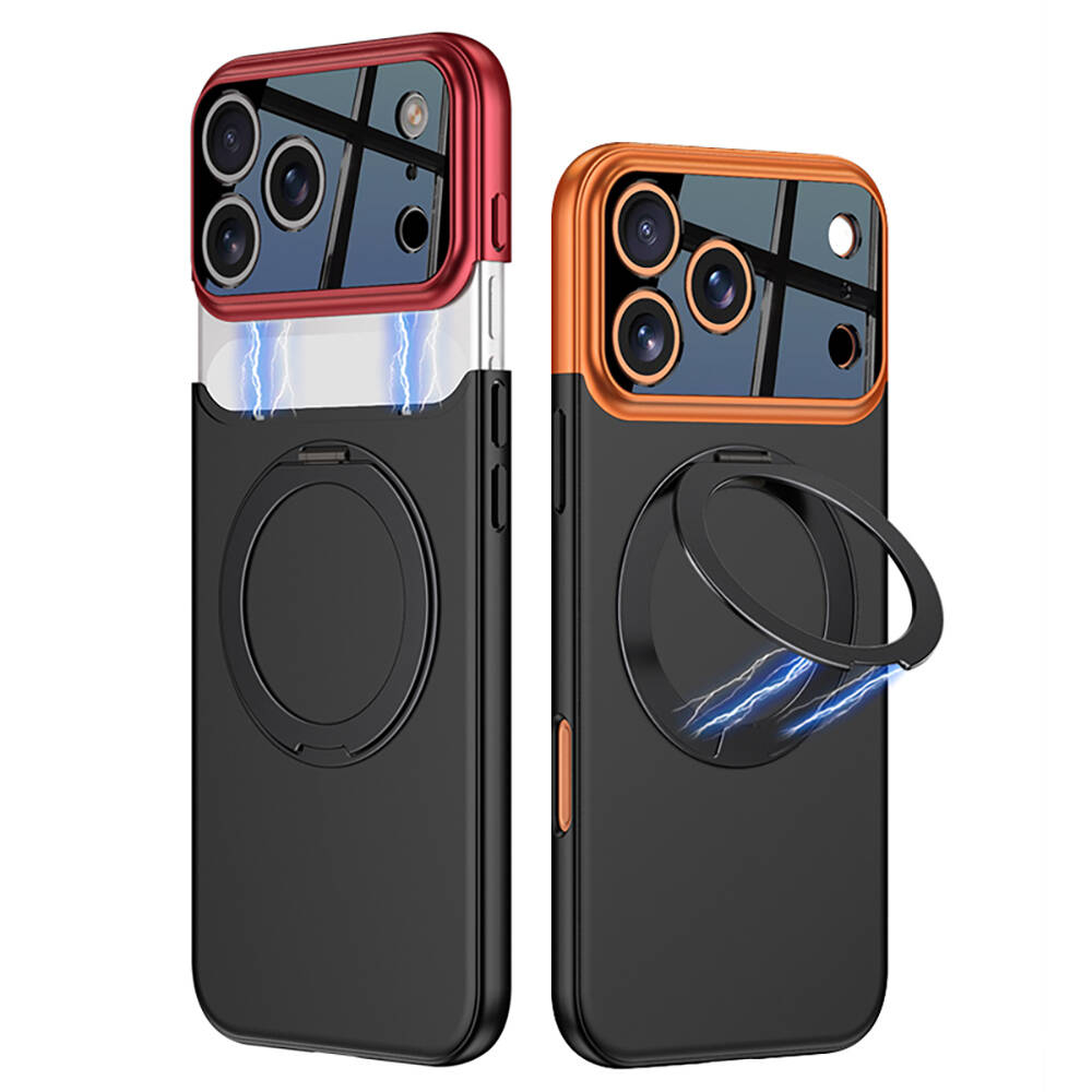 Apple iPhone 17 Pro Max Kılıf M-safe Şarj Özellikli 360 Derece Standlı Çift Parçalı Zore Torino Kapak - 12