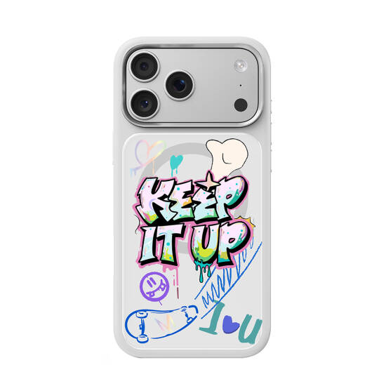 Apple iPhone 17 Pro Max Kılıf M-safe Şarj Özellikli 3D Baskılı Tasarım Mutural Graffiti Serisi Kapak - 31