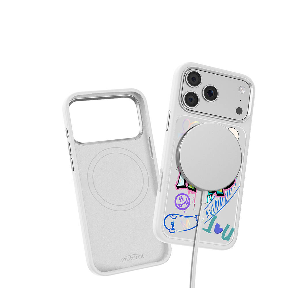Apple iPhone 17 Pro Max Kılıf M-safe Şarj Özellikli 3D Baskılı Tasarım Mutural Graffiti Serisi Kapak - 33
