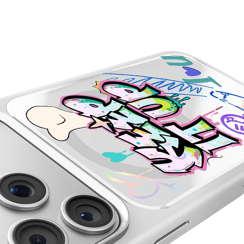 Apple iPhone 17 Pro Max Kılıf M-safe Şarj Özellikli 3D Baskılı Tasarım Mutural Graffiti Serisi Kapak - 35