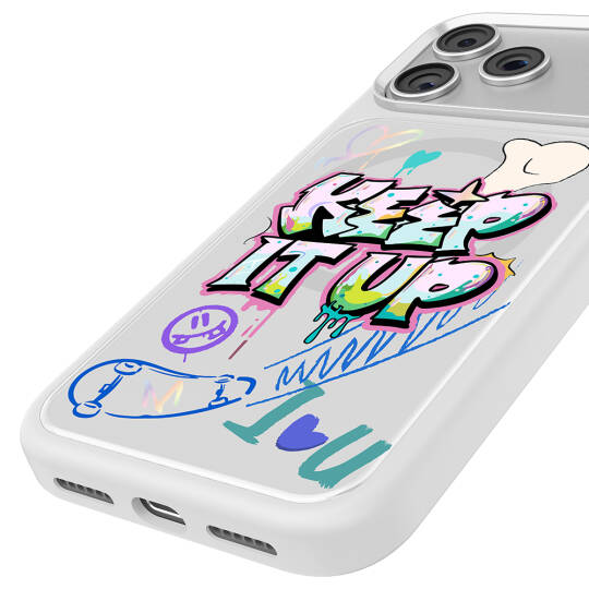 Apple iPhone 17 Pro Max Kılıf M-safe Şarj Özellikli 3D Baskılı Tasarım Mutural Graffiti Serisi Kapak - 36
