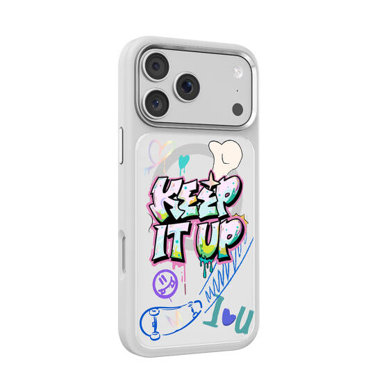 Apple iPhone 17 Pro Max Kılıf M-safe Şarj Özellikli 3D Baskılı Tasarım Mutural Graffiti Serisi Kapak - 37