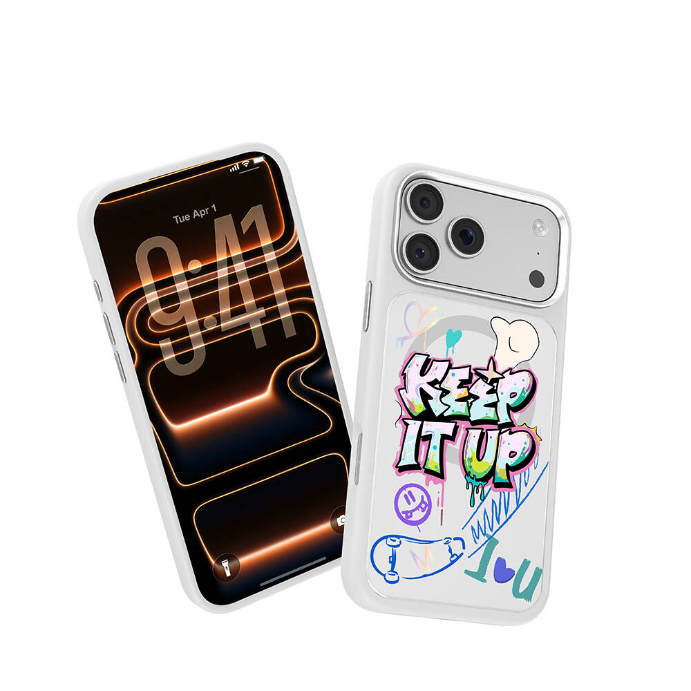 Apple iPhone 17 Pro Max Kılıf M-safe Şarj Özellikli 3D Baskılı Tasarım Mutural Graffiti Serisi Kapak - 39