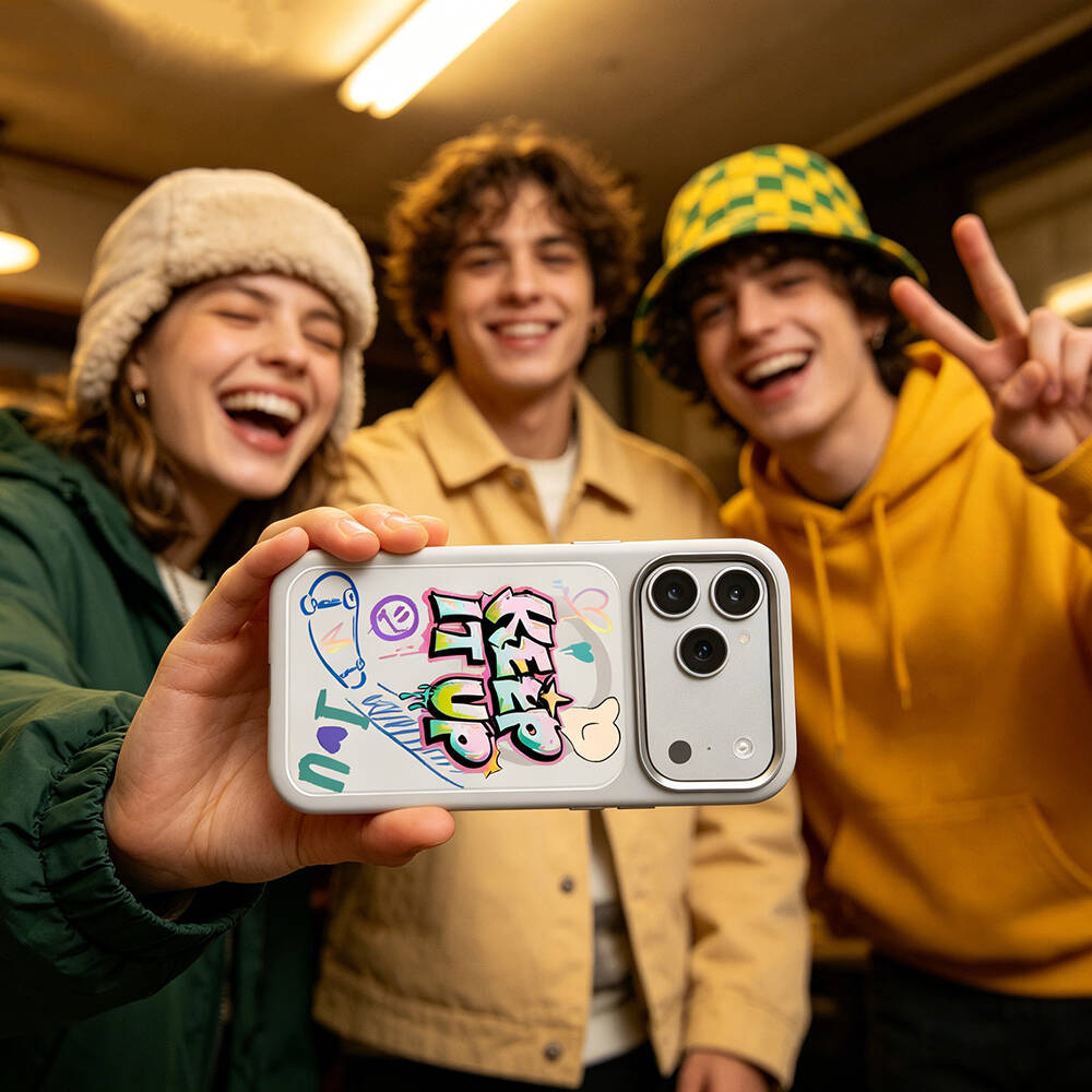Apple iPhone 17 Pro Max Kılıf M-safe Şarj Özellikli 3D Baskılı Tasarım Mutural Graffiti Serisi Kapak - 40