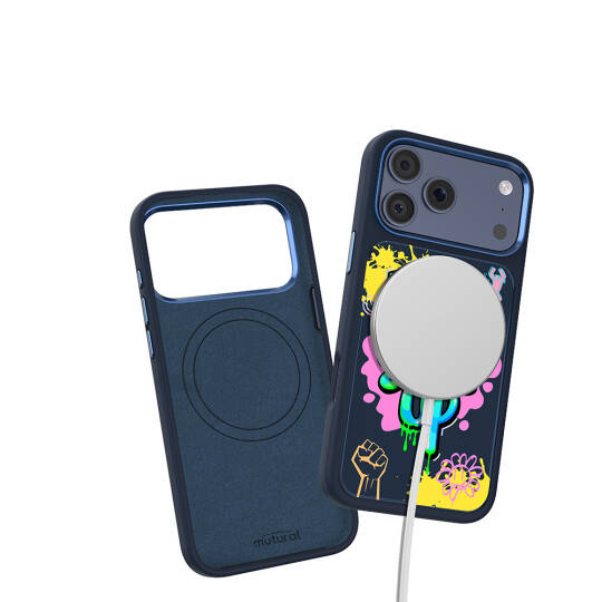 Apple iPhone 17 Pro Max Kılıf M-safe Şarj Özellikli 3D Baskılı Tasarım Mutural Graffiti Serisi Kapak - 17
