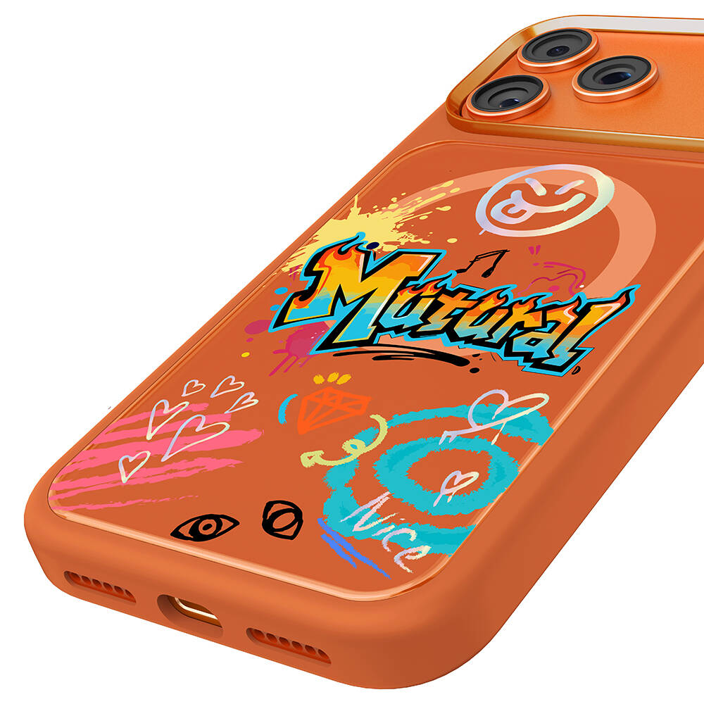 Apple iPhone 17 Pro Max Kılıf M-safe Şarj Özellikli 3D Baskılı Tasarım Mutural Graffiti Serisi Kapak - 3