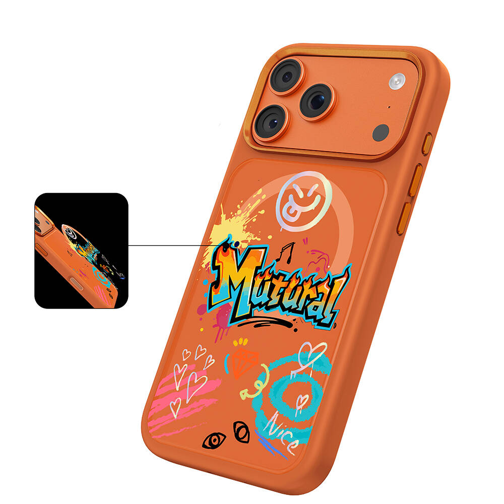 Apple iPhone 17 Pro Max Kılıf M-safe Şarj Özellikli 3D Baskılı Tasarım Mutural Graffiti Serisi Kapak - 9