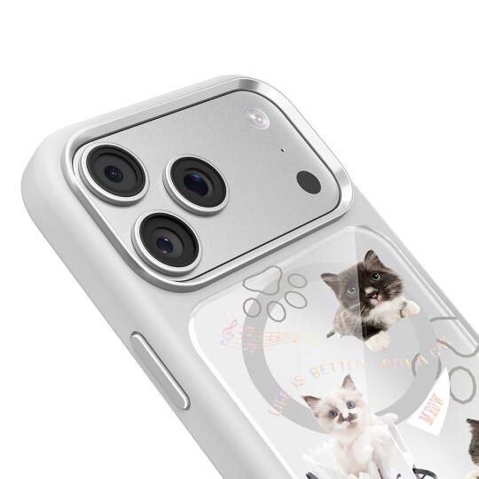 Apple iPhone 17 Pro Max Kılıf M-safe Şarj Özellikli 3D Baskılı Tasarım Mutural The Cat Serisi Kapak - 30