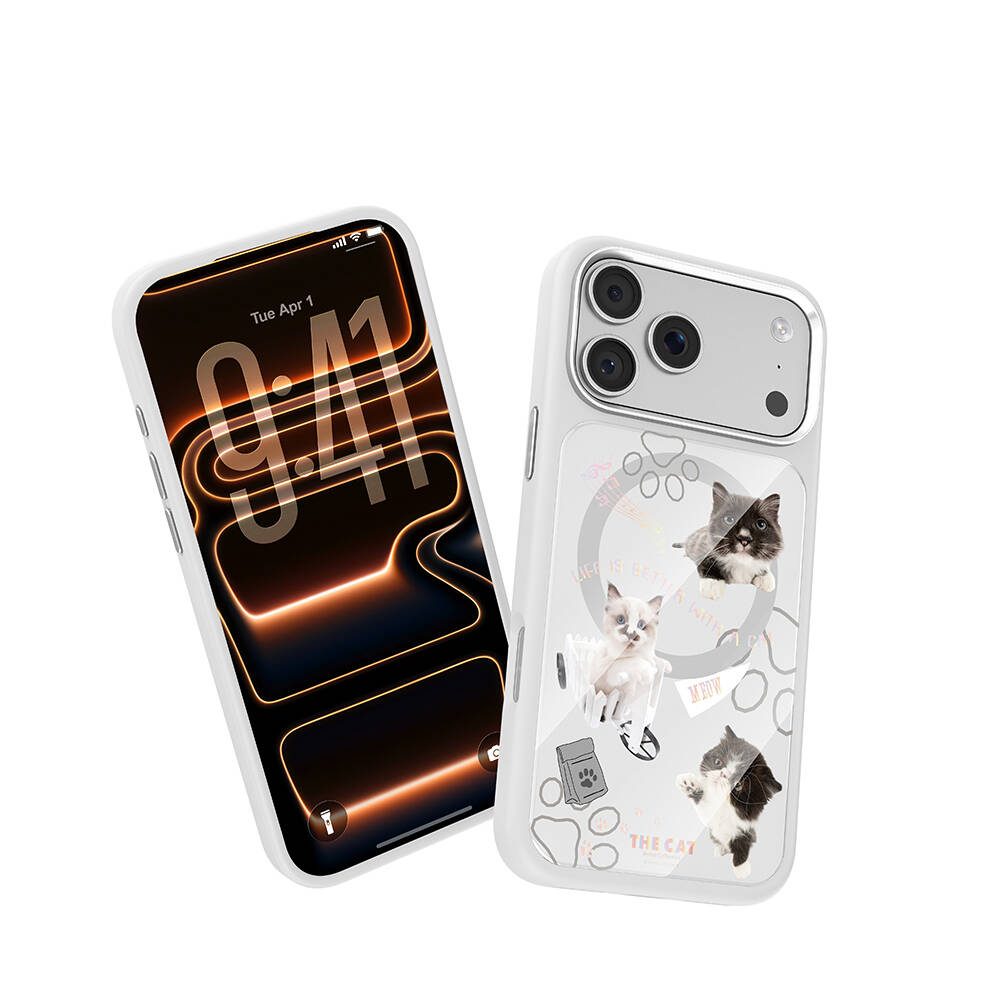 Apple iPhone 17 Pro Max Kılıf M-safe Şarj Özellikli 3D Baskılı Tasarım Mutural The Cat Serisi Kapak - 31