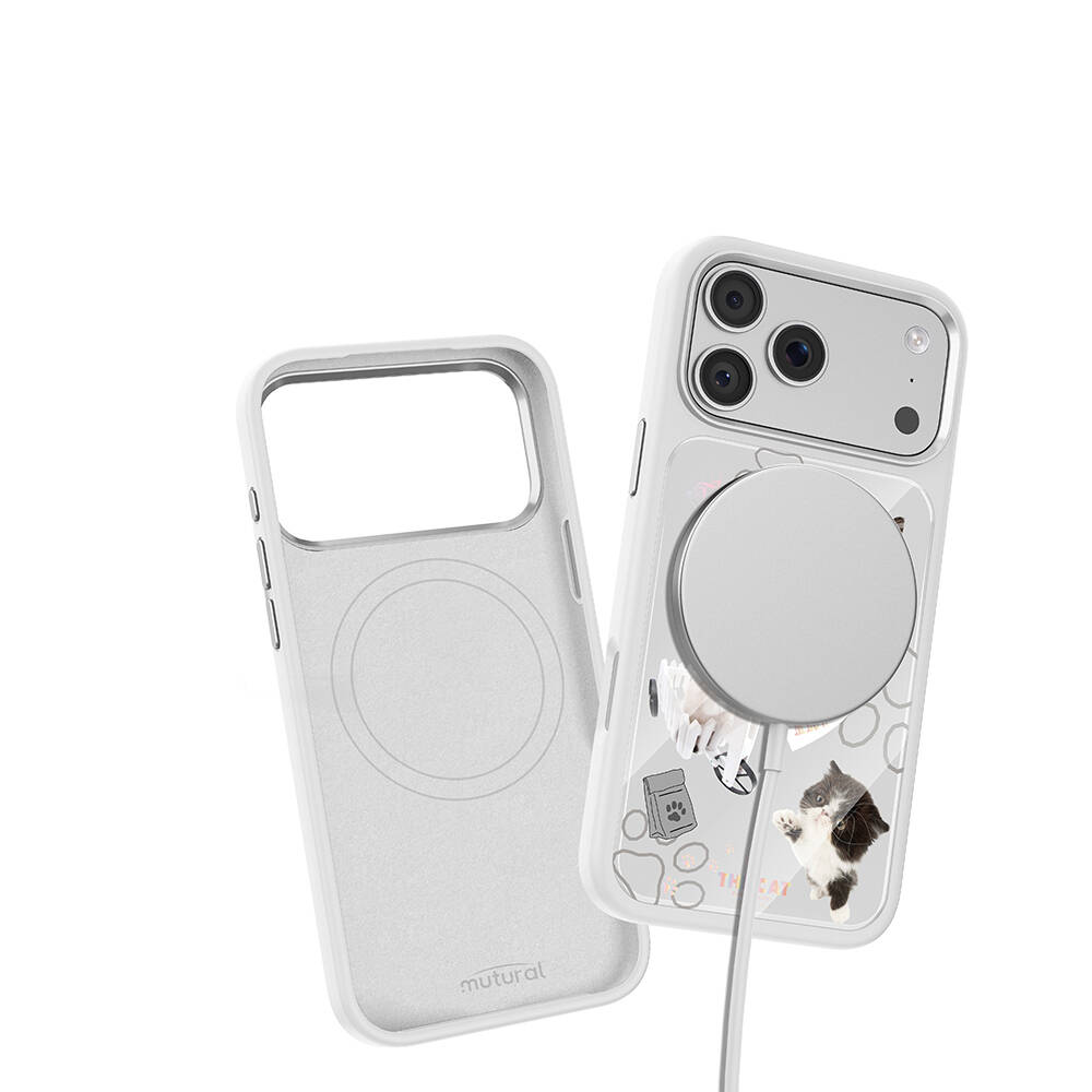 Apple iPhone 17 Pro Max Kılıf M-safe Şarj Özellikli 3D Baskılı Tasarım Mutural The Cat Serisi Kapak - 34