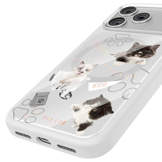 Apple iPhone 17 Pro Max Kılıf M-safe Şarj Özellikli 3D Baskılı Tasarım Mutural The Cat Serisi Kapak - 36